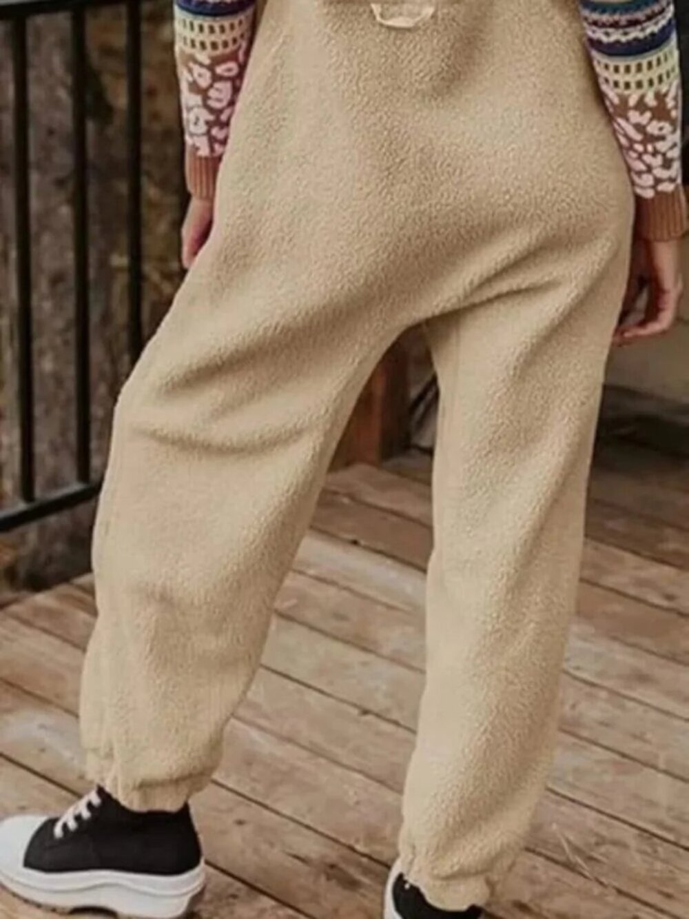 Mountain Cabin Khaki/Beige Fleece Overalls - Picture 6 of 7